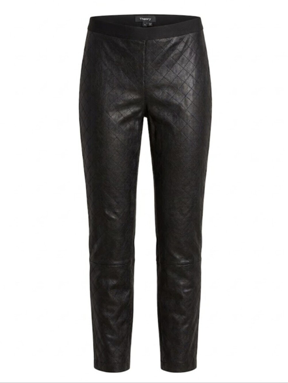 Theory Black Quilted Lamb Leather Pants - Size 10